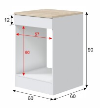 Küchenblock >KIRA< (Singleküche bestehend aus 6 KIRA-Modulen) in Weiß glänzend (Front)/Canadian Eiche(Arbeitsplatte)/Mattweiß (Seiten, Innenseite und Sockelleiste)