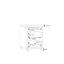 Rollcontainer >DURO< 3 Schübe, Pinie Weiss / Eiche Antik - 42,3x61,4x53cm (BxHxT)
