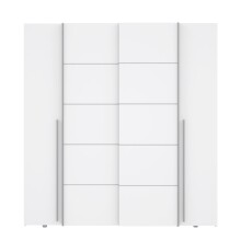 Dreh-/Schwebetürenschrank >NARAGO< 10 Böden, 2 Stangen, in Weiss - 270,3x210,5x61,2cm (BxHxT)