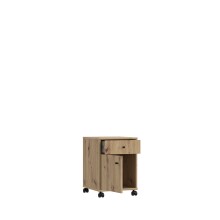 Rollcontainer >Tempra 2< Schublade, Tür, Artisan Eiche Dekor - 38,6x54,2x42cm (BxHxT)