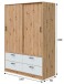 Kleiderschrank >ENZO< 4 Schubladen, 1 Stange, Eiche Dekor / Artik Weiß - 140x200x60 (BxHxT)