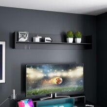 Wandregal >TEZAUR< in Schwarz matt - 160x30x25,5cm...
