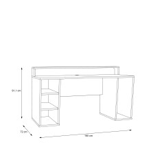 Schreibtisch >TEZAUR< LED-Beleuchtung, Ablage, Fächer, in Weiss - 160x91x72cm (BxHxT)