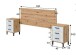 Bett-Set >ENZO< (4-teilig) in Nodi Eiche Dekor / weiss - 246x60x206 (BxHxT)