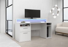 Schreibtisch >TEZAUR< LED-Beleuchtung, Ablage,...