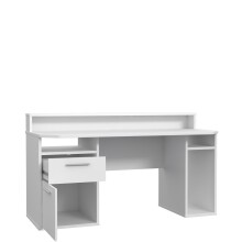 Schreibtisch >TEZAUR< LED-Beleuchtung, Ablage, Fächer, in Weiss  - 160x91x72cm (BxHxT)