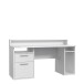 Schreibtisch >TEZAUR< LED-Beleuchtung, Ablage, Fächer, in Weiss  - 160x91x72cm (BxHxT)