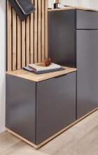 Kompaktgarderobe >Simple< anthrazit / Eiche Artisan - 88x195x35cm (BxHxT)