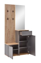 Kompaktgarderobe >Simple< anthrazit / Eiche Artisan - 88x195x35cm (BxHxT)