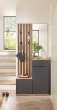 Kompaktgarderobe >Simple< anthrazit / Eiche Artisan - 88x195x35cm (BxHxT)