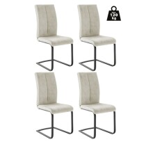 Freischwinger >HUDSON< (4er-Set) mit Griff, Bezug creme - 43x103x60 (BxHxT)
