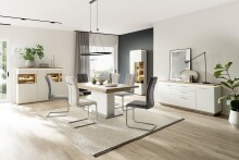 Freischwinger >HUDSON< (4er-Set) mit Griff, Bezug creme - 43x103x60 (BxHxT)
