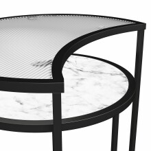 Couchtisch >Halvor< in Weiß, Glas/Metall/MDF - 50x56x39cm (BxHxT)