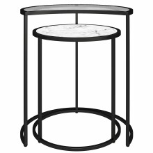 Couchtisch >Halvor< in Weiß, Glas/Metall/MDF - 50x56x39cm (BxHxT)