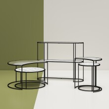 Blumenständer >Halvor< in Weiß, Glas/Metall/MDF - 102x82x31cm (BxHxT)