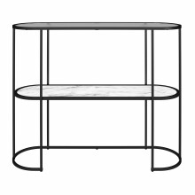 Blumenständer >Halvor< in Weiß, Glas/Metall/MDF - 102x82x31cm (BxHxT)