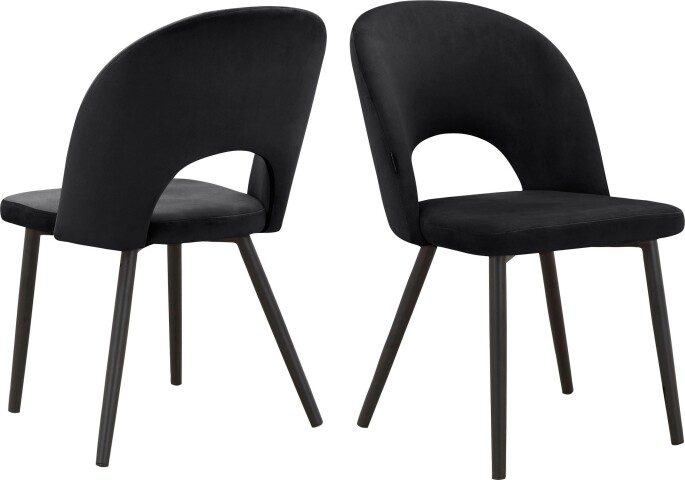 Esszimmerstuhl >Benne< (2er-Set) in Schwarz, Samt - 52x87x65cm (BxHxT)