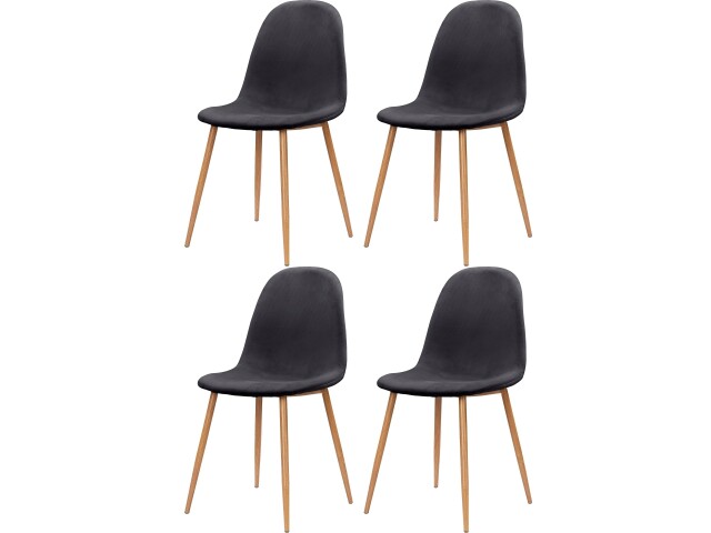 Stuhl >Hårek< (4er-Set) in Grau, Samt/Metall - 44x87x51cm (BxHxT)