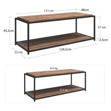 Couchtisch >Ulva< in Braun - 125x45x52cm (BxHxT)