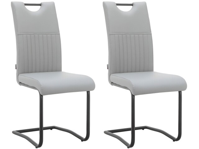 Esszimmerstuhl >Dreng< (2er-Set) in Grau, PU - 43x103x58cm (BxHxT)