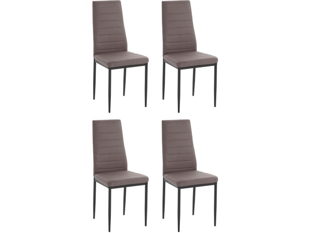 Polsterstuhl >Reidar< (4er-Set) in Braun, PU/Metall - 42x98x53cm (BxHxT)