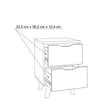 Nachtkommode >VANKKA< 2 Schübe, Planked Eiche Dekor / Weiss - 45x63,9x42cm (BxHxT)