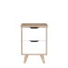 Nachtkommode >VANKKA< 2 Schübe, Planked Eiche Dekor / Weiss - 45x63,9x42cm (BxHxT)