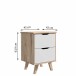 Nachtkommode >VANKKA< 2 Schübe, Planked Eiche Dekor / Weiss - 45x63,9x42cm (BxHxT)