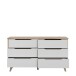 Sideboard >VANKKA< 4 Schubladen, Planked Eiche Dekor / Weiss - 154,7x86,3x42cm (B/H/T)