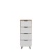 Hochkommode >VANKKA< 4 Schubladen, Planked Eiche Dekor / Weiss - 45x108,7x42cm (B/H/T)