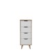 Hochkommode >VANKKA< 4 Schubladen, Planked Eiche Dekor / Weiss - 45x108,7x42cm (B/H/T)