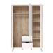 Kleiderschrank >VANKKA< 2 Schübe, Planked Eiche Dekor / Weiss - 139,4x201,5x52,7cm (B/H/T)