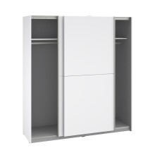 Schiebetürenschrank >WINNER< 2 Böden, 2 Stangen, in Weiss - 170,3x190,5x61,2cm (BxHxT)