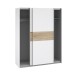 Schiebetürenschrank >WINNER< 2 Böden, 2 Stangen, Weiss / Sonoma Eiche - 150x190,5x61,2cm (BxHxT)