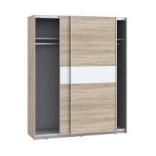 Schiebetürenschrank >WINNER PLUS< 2 Böden, 2 Stangen, Sonoma Eiche / Weiss - 170,3x209,7x61,2 (BxHxT)