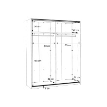 Schiebetürenschrank >WINNER PLUS< 2 Böden, 2 Stangen, Sonoma Eiche / Weiss - 170,3x209,7x61,2 (BxHxT)