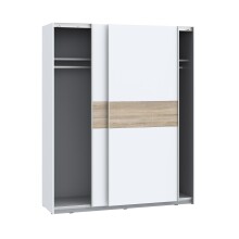 Schiebetürenschrank >WINNER PLUS< 2 Böden, 2 Stangen, Weiss / Sonoma Eiche - 170,3x209,7x61,2 (BxHxT)