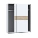 Schiebetürenschrank >WINNER PLUS< 2 Böden, 2 Stangen, Weiss / Sonoma Eiche - 170,3x209,7x61,2 (BxHxT)