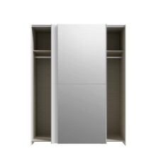 Schiebetürenschrank >Schach & Matt< Weiss / Spiegel - 150,1x190,5x61,2 (BxHxT)