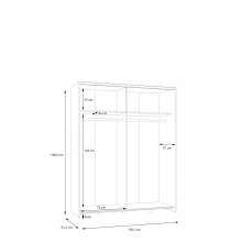 Schiebetürenschrank >Schach & Matt< Weiss / Spiegel - 150,1x190,5x61,2 (BxHxT)