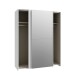 Schiebetürenschrank >Schach & Matt< Weiss / Spiegel - 150,1x190,5x61,2 (BxHxT)