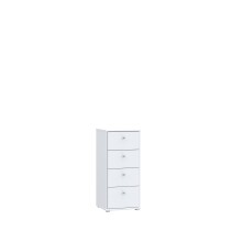 Hochkommode >TEMPRA2< 4 Schubladen, in Weiss - 38,6x85,5x34,8cm (BxHxT)