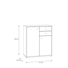 Kommode >TEMPRA2< 2 Türen, 2 Schübe, Artisan Eiche Dekor - 73,7x85,5x34,8cm (BxHxT)