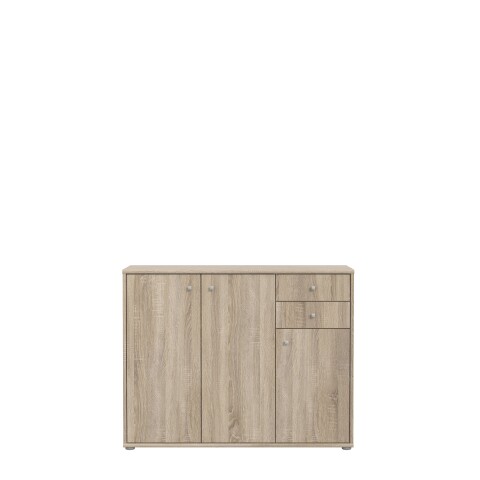 Sideboard >TEMPRA2< 3 Türen, 2 Schübe, Sonoma Eiche Dekor - 108,8x85,5x34,8cm (BxHxT)