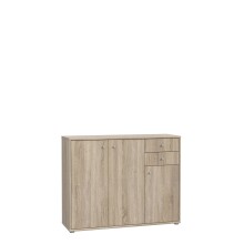Sideboard >TEMPRA2< 3 Türen, 2 Schübe, Sonoma Eiche Dekor - 108,8x85,5x34,8cm (BxHxT)