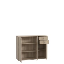 Sideboard >TEMPRA2< 3 Türen, 2 Schübe, Sonoma Eiche Dekor - 108,8x85,5x34,8cm (BxHxT)