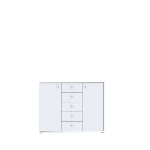 Sideboard >TEMPRA2< 2 Türen, 5 Schübe, in Weiss - 108,8x85,5x34,8cm (BxHxT)