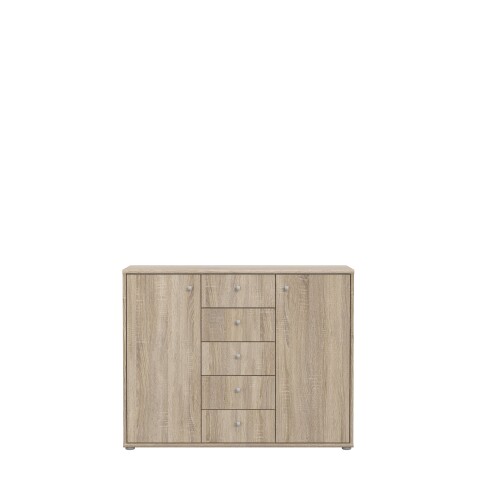 Sideboard >TEMPRA2< 2 Türen, 5 Schübe, Sonoma Eiche Dekor - 108,8x85,5x34,8cm (BxHxT)