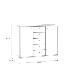 Sideboard >TEMPRA2< 2 Türen, 5 Schübe, Sonoma Eiche Dekor - 108,8x85,5x34,8cm (BxHxT)