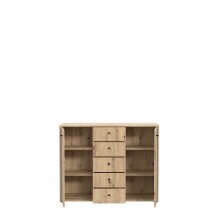 Sideboard >TEMPRA2< 2 Türen, 5 Schübe, Artisan Eiche Dekor - 108,8x85,5x34,8cm (BxHxT)